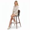 Buy Patchwork Upholstered Bar Stool Scandinavian Design with Dark Metal Legs - Bennett Amy Multicolour 59948 at MyFaktory